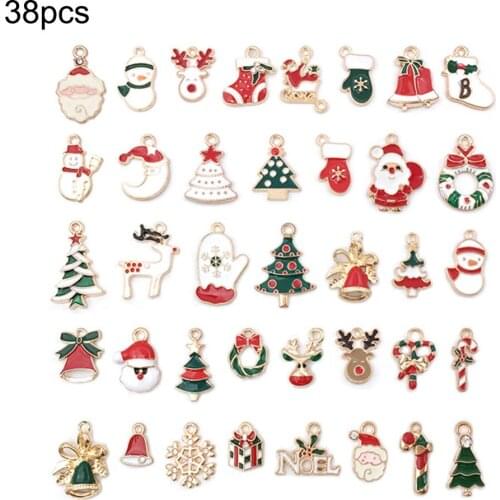 Mixed Christmas Charms Enamel Pendants Ornaments Decoration Xmas Tree Decoration For DIY Necklace Jewelry Findings