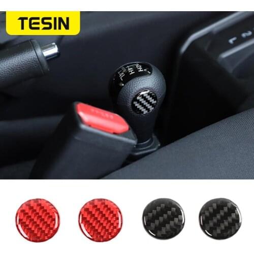 TESIN Interior Mouldings For Suzuki Jimny 2019+Carbon Fiber Car Gear Shift Knob Head Cover Trim Sticker For Suzuki Jimny 2019
