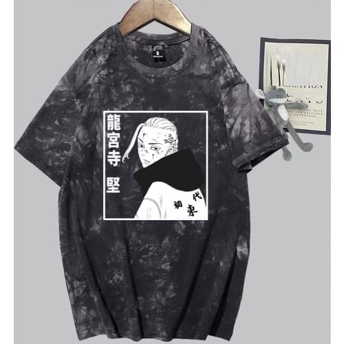 Tokyo Revengers Print Fashion Short Sleeve Round Neck Tie Dye T-shirt Unisex Autumn
