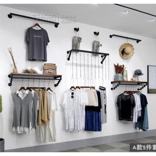 Clothing store hanger display rack wall side hanging rack wall hanging shop childrens wear womens wear shop shelves