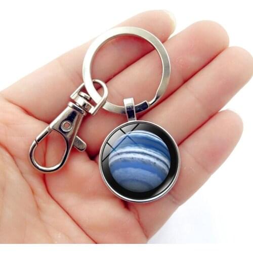 WG 1pc Vintage Solar System Planet Time Gem&stone Pendant Keychain For Women Bag Pendant Jewelry Trinket Car Key Ring Key Chain