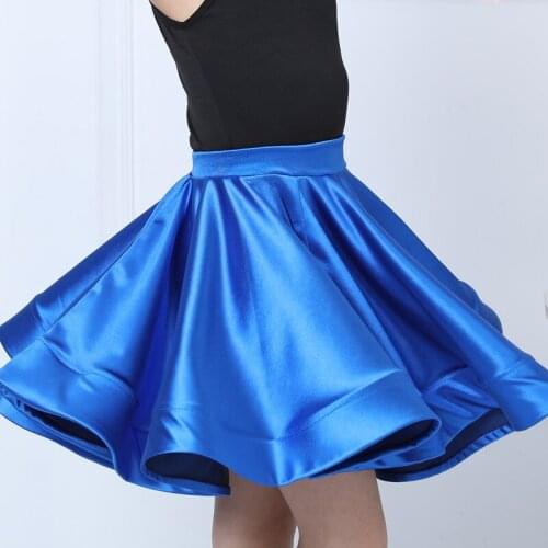 Latin Dance Skirt for kids girls pink blue gold white red latin salsa dance costumes Practice Wear for children