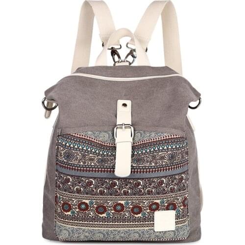 Women Canvas Backpack Casual Ethnic Rucksacks 16 inch Laptop Bag College School Backpack Mochila for MacBook Air Pro 13 14 15