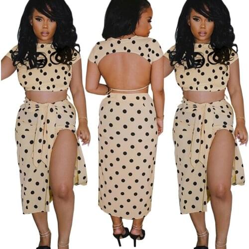 European and American womens summer fashion print bow knot strapless backless sexy two-piece skirt suit