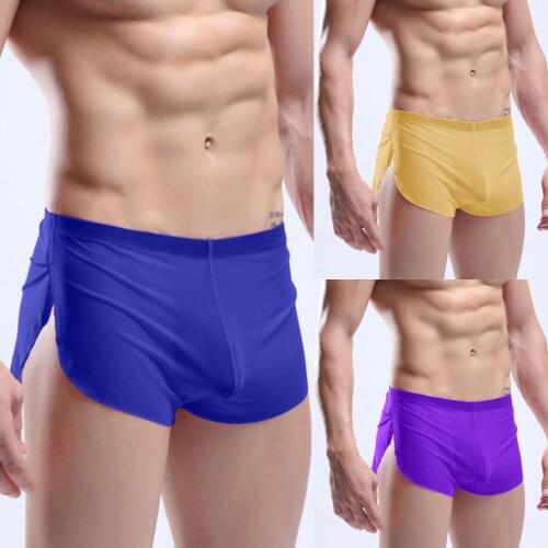 M-XXL Summer solid color Mens Underwear Sexy Pants Round Three-point Pants Home Silky Mens Shorts boxer sexy homme fashion T3