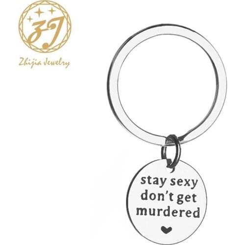Zhijia Brand Keychain Jewelry Round Medal Key Holder Chains For Men/Woman Sliver Color Stainless Steel Rings Keyring Keychain