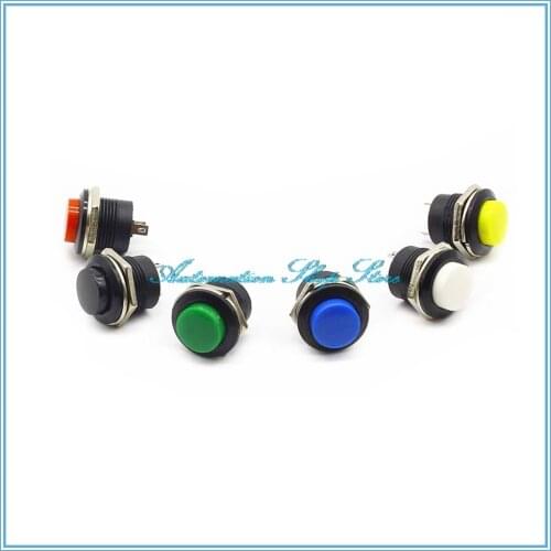 10pcs Momentary Push Button Switch 16mm 6A/125VAC 3A/250VAC Round Switch R13-507 2Pin