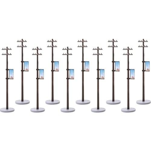 10/set 1:87 Mini Electric Line Pole for Train Railways Street LAYOUT HO