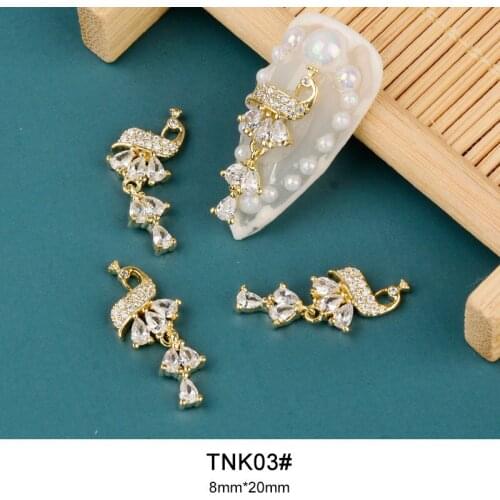 10pcs TNK03 Crane Bird Tassel Alloy Zircon Nail Art Crystals Rhinestone Jewelry Nails Accessories Supplies Decorations Charms