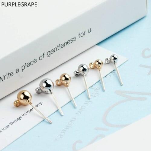 DIY handmade jewelry accessories gold plated color 925 silver long ear needle round head with hanging earrings material 2 pieces