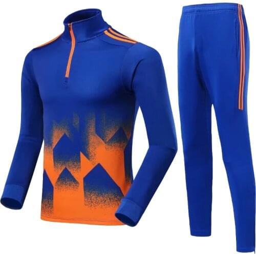 2 Pcs/Set Men Tracksuit Survetement Football 2020 Kids Men Soccer Jerseys Set Winter velvet Clothing Football Training Uniforms