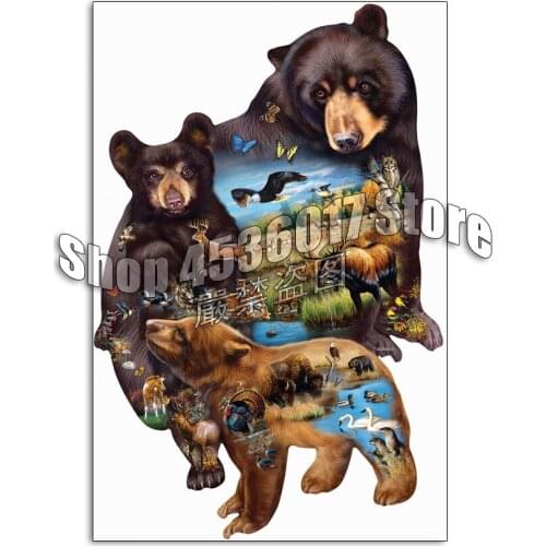 5D DIY Diamond Painting Bear Family Adventure Picture Rhinestones Mosaic Cross Stitch Kit Diamond Embroidery Animals Decor