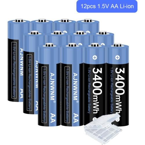 AJNWNM 1.5V AA Lithium-ion Rechargeable battery 3400mWh Battery AA 1.5V for Clock Toys Camera Rechargeable Battery AA 1.5V