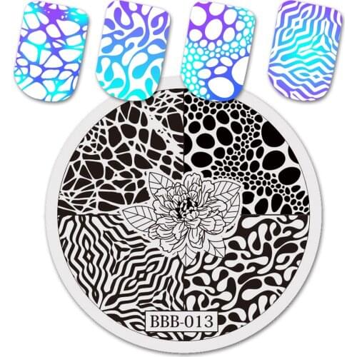 BeautyBigBang 1PCS Round Nail Template Leopard Flower Nail Stamping Plate Stainless Steel Image DIY Nail Tool