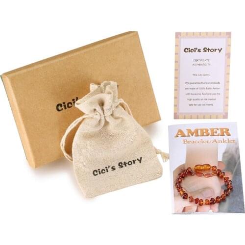 Baltic Amber Teething Bracelet/Anklet for Baby Size 14-16cm - Gift Box - 4 Colors - Ship from US&UK&AU&CN