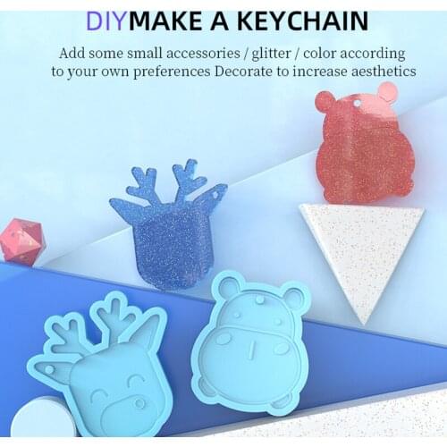 DIY Epoxy Mould Cartoon Jewelry Silicone Mould DIY Production Of Keychain Pendants Manual Bag Pendants Accessories With Holes