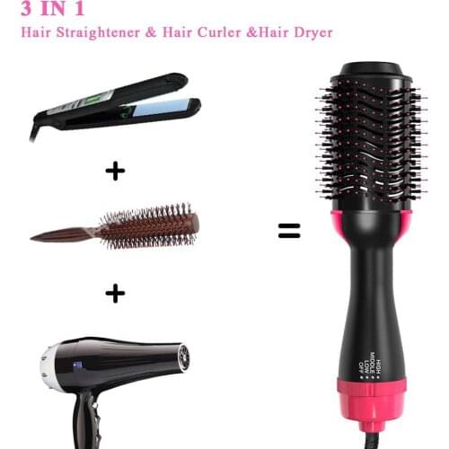 2 IN 1 One Step Hair Dryers Professional Hot Air Brush Hair Straightener Comb Curling Brush Drier Hairbrush Hair Styling Tools