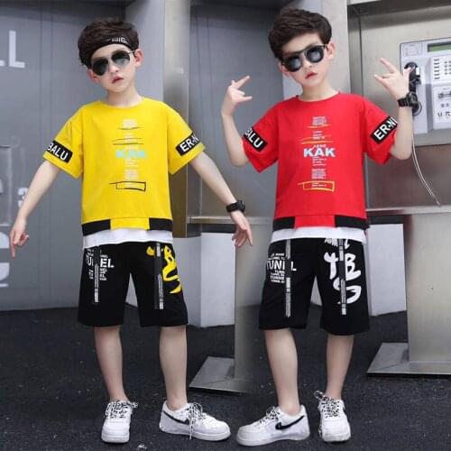New Retro Spring Summer Kids Clothes Suit Baby Boys T-Shirt+ Shorts 2pcs/Set Kids Teenage Top Sport Childrens Day Gift Formal