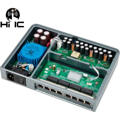 HIFI Audio Ethernet Switch Full Linear DC Power Supply SC Cut OCXO Constant Temperature Crystal Oscillator Upgrade