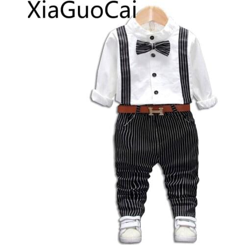 Cotton Boys Sets 2019 Spring and Autumn New Children Shirts Stand Collar Fashion Cotton Shirts Pants for Kids