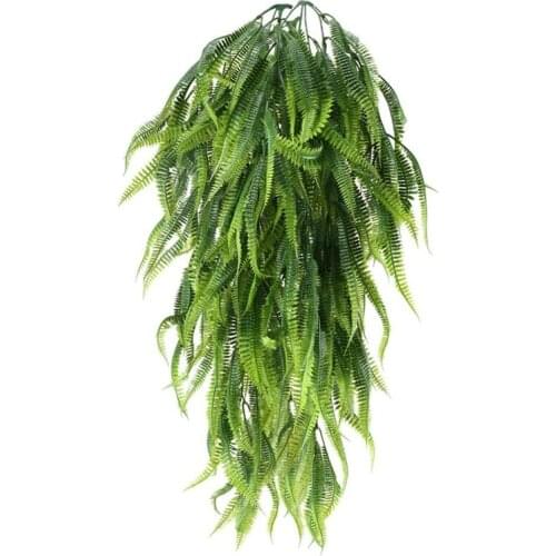 2Pcs Artificial Boston Fern Foliage Fake Weeping Willow Ivy Artificial Hanging Ferns Plant for Wall Garden Trellis Decor