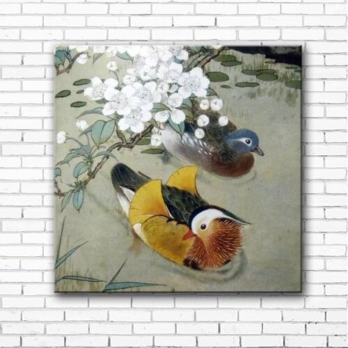 Chinese flower mandarin duck water scenery canvas printings oil painting printed on canvas home wall art decoration picture