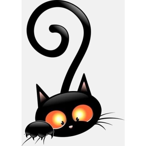 Creative Animal Cute Black Cat Car Sticker Car Styling Decoration Door Body Window Vinyl Stickers Custom Printing Kk14*10cm