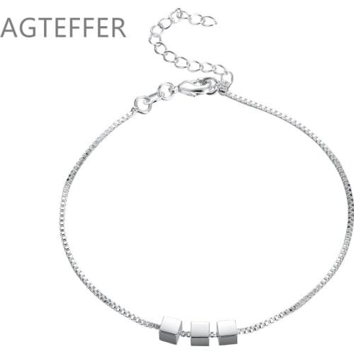 AGTEFFER 925 Sterling Silver Small Box Bracelet Womens Wedding Engagement Party Fashion Jewelry Gift