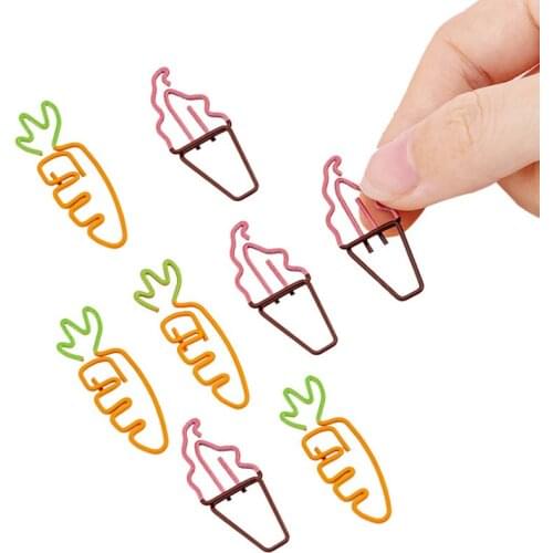100pcs/lot Metal clip vegetables Ice Cream style Clips Metal Material Memo Clip for book School Party Supplies Gift for Kids