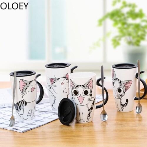 Cute Cat Coffee Mug Large Japanese Dog Porcelain Coffee Mugs Funny Creative Ceramic Coffee Mug Tea Milk Cup Drinkware Minimalist