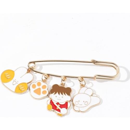Fashion Dog Footprints Rabbit The girl with the Schoolbag Cute Enamel Brooch Jackets Lapel Pin Sweet Backpack Charm Jewelry