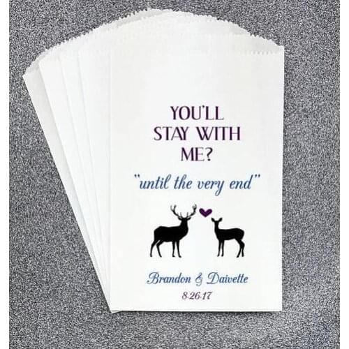 Custom You'll Stay With Me Wedding candy Buffet treat gift Donut Petal Toss bags engagement party Bakery Cookie Favor pouches