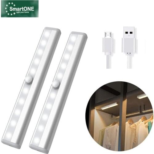 NEW LED Closet Light 6/10 LED Under Cabinet Motion Sensor Light Recaharge/Battery powered for Closet Hallway Stairway Night Lamp