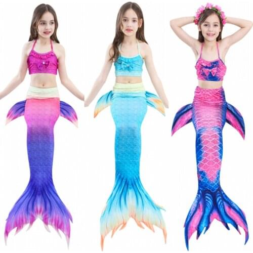 New Fancy Mermaid Tails Fins Monofin Flipper Mermaid Swimming Tails for Kids Girls Summer Beach Wear Swimsuits Cosplay Costume