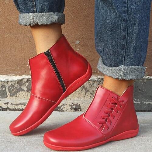 New Flat Bottom Woman Short Boots Season Woman The Thickness Of The Bottom Circle Head Side Zipper Martin Boots