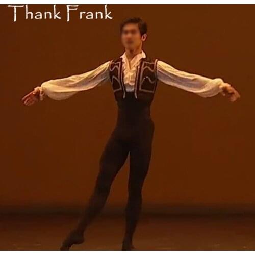 New Male Ballet Costume Set Including Long Sleeve Leotard And Vest Custom Made Professional Boy Men Prince Ballet Dance Costumes
