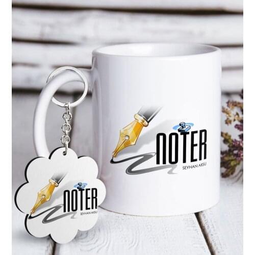 Personalized Professional Notary White Mug and Keychain Gift Set