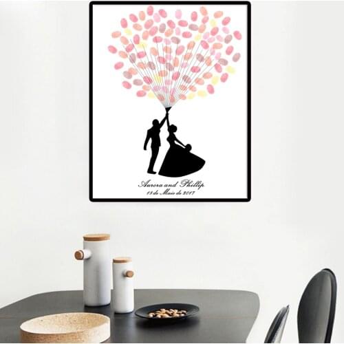 Personalized Wedding Fingerprint tree Canvas poster Guest Book Wedding Gifts Heart Guest book wedding canvas painting poster