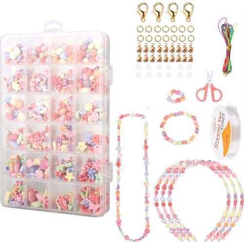 Bead Children DIY Beads Set Hair Jewellery Bracelet Necklaces Toy Girls Boys Gift Bracelets Rings Handmade Multicolor Art Band
