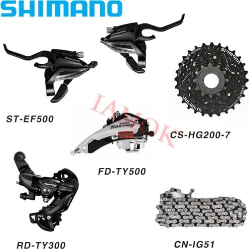 SHIMANO TOURNEY Bike 7 Speed Derailleur Kit ST-EF500 Shift/Brake Lever Iamok CN-IG51 Chain RD-TY300 Derailleurs Bicycle Parts