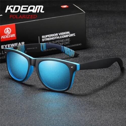 KDEAM 2018 Sunglasses Polarized Men Square Sun Glasses Outdoor Classical Women Brand design Eyewear 100%UV400 6 Colors KD1012