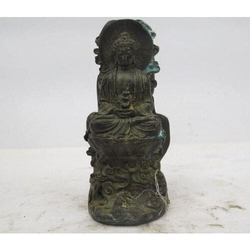 Free shipping Tibet Buddhism old Bronze Copper Sakyamuni sit hill Tathagata Buddha Statue