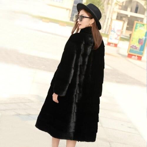 Winter Coat Women Real Fur Jacket Pure Rabbit Fur Long Coat Natural Fur Overcoat Factory Big Size Winter Clothes tbsr702