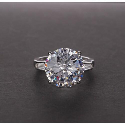Sterling Silver Big 12mm Round Zircon Womens Ring Custom Mozanne 12 Carat Sparkling AAAAA CZ Wedding Rings size 5-12