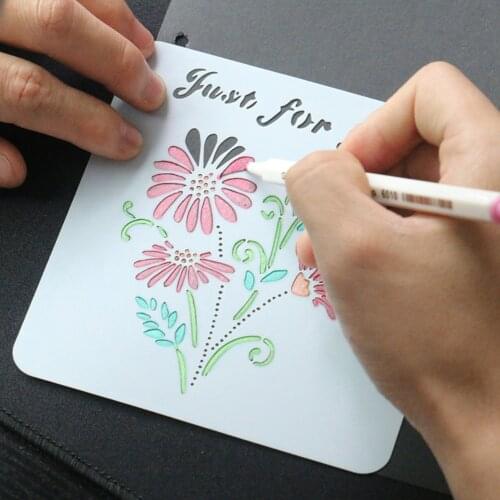 1 Pcs Creative Flower Letter Hollow Painting Stencils Template Drawing DIY Album Scrapbooking Cards Decor