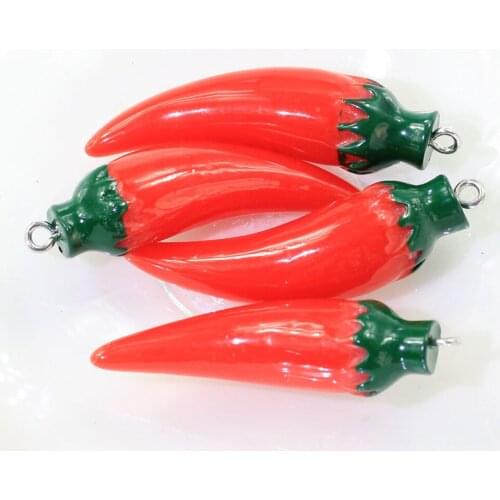 10/50pcs Resin Hot Pepper Charm Pendants Flatback Cabochon Craft For DIY Drop Earring Necklace Women Jewelry Making