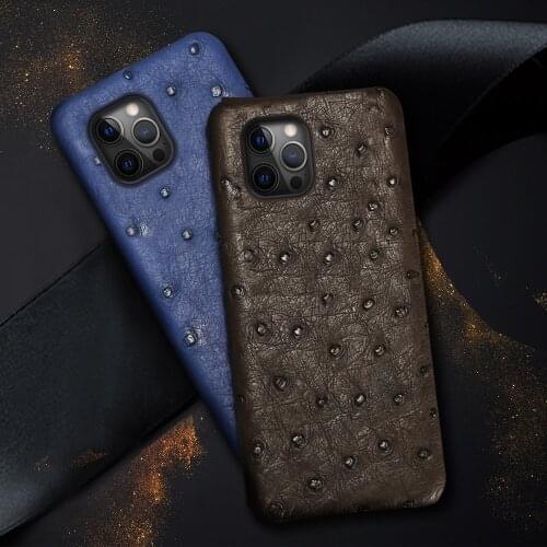 100% Natural Ostrich Phone Case for iPhone 12 Pro Max 12 Mini 11 Pro Max X XS Max XR 8 Plus 5 6 6s 7 Plus SE 2020 luxury Cover