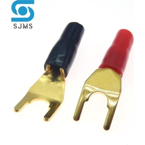 2PCS Wiring fork Gold-plated Copper Banana Plugs U / Y Type High quality Banana Speaker Wire Connector With Plastic Handle Case