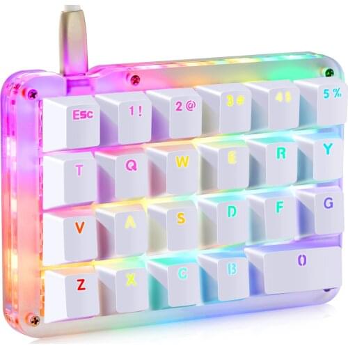 23 Keys Macro Mechanical Keyboard RGB LED Backlit Portable Mini One-Handed Mechanical Gaming Keypad with OEM Outemu Red Switches