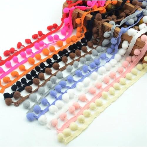 5 Yards Pom Pom Lace Trim Ball 10mm Pearl Pompom Fringe for Lace Knitted Fabric Handmade Craft Accessories Ribbon Sewing Fabric